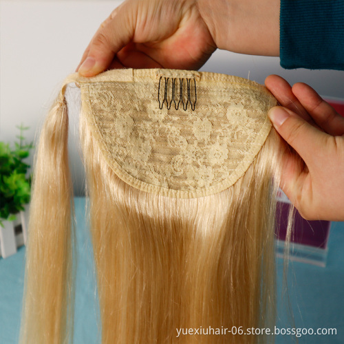 Natural African Girl Kinky Straight Human Hair Drawstring Ponytail Clip In Hair Extensions Natural Color Puff Ponytail Products